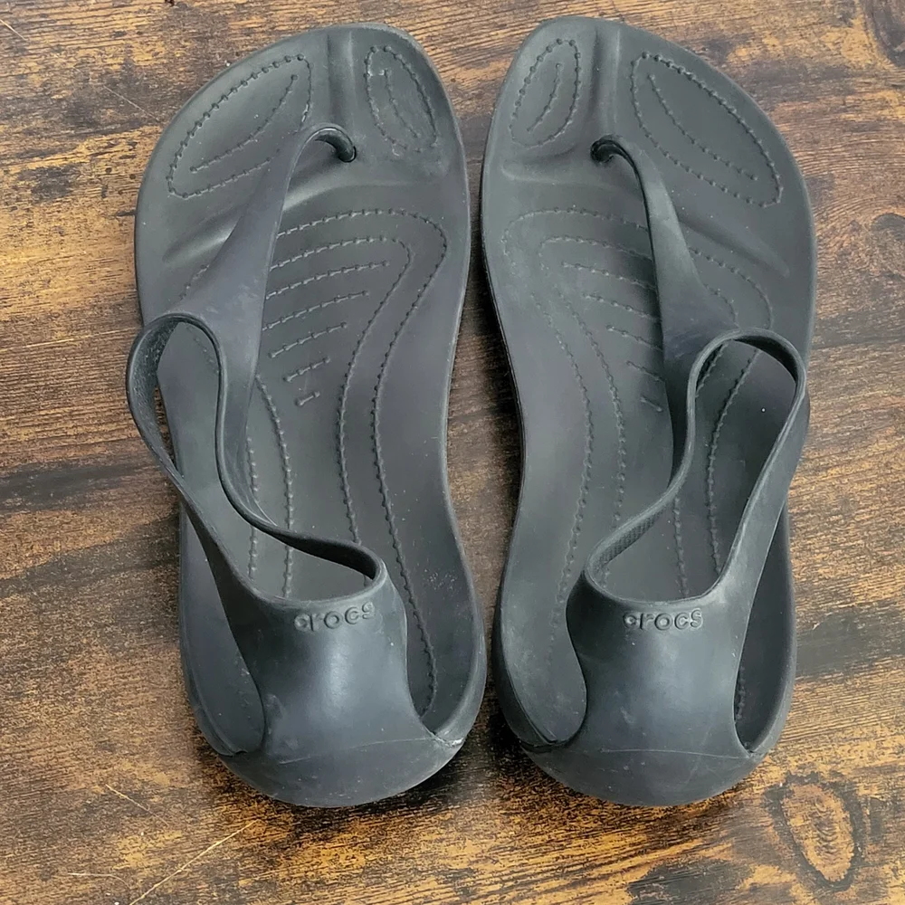 CROCS Black Women's Slingback Flip Sandals - Picture 1 of 7